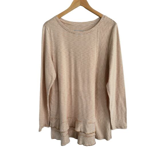NEW Soft Surroundings Tiered Hem Pima Cotton Long Sleeve Colette Tunic Size XL - Picture 1 of 10